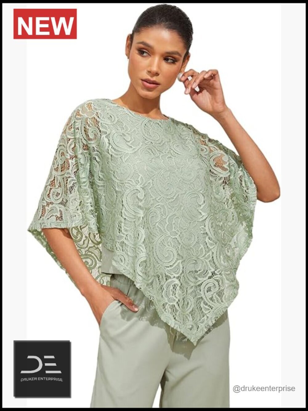 Lace Blouse Dressy Casual Flowy Short Sleeve Crew Neck Shirts Asymmetrical Hem